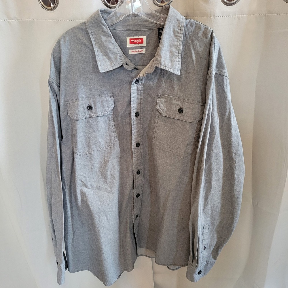 Wrangler Mens Button Down Shirt 3XL Flex Comfort Workwear Western Ranch 21644